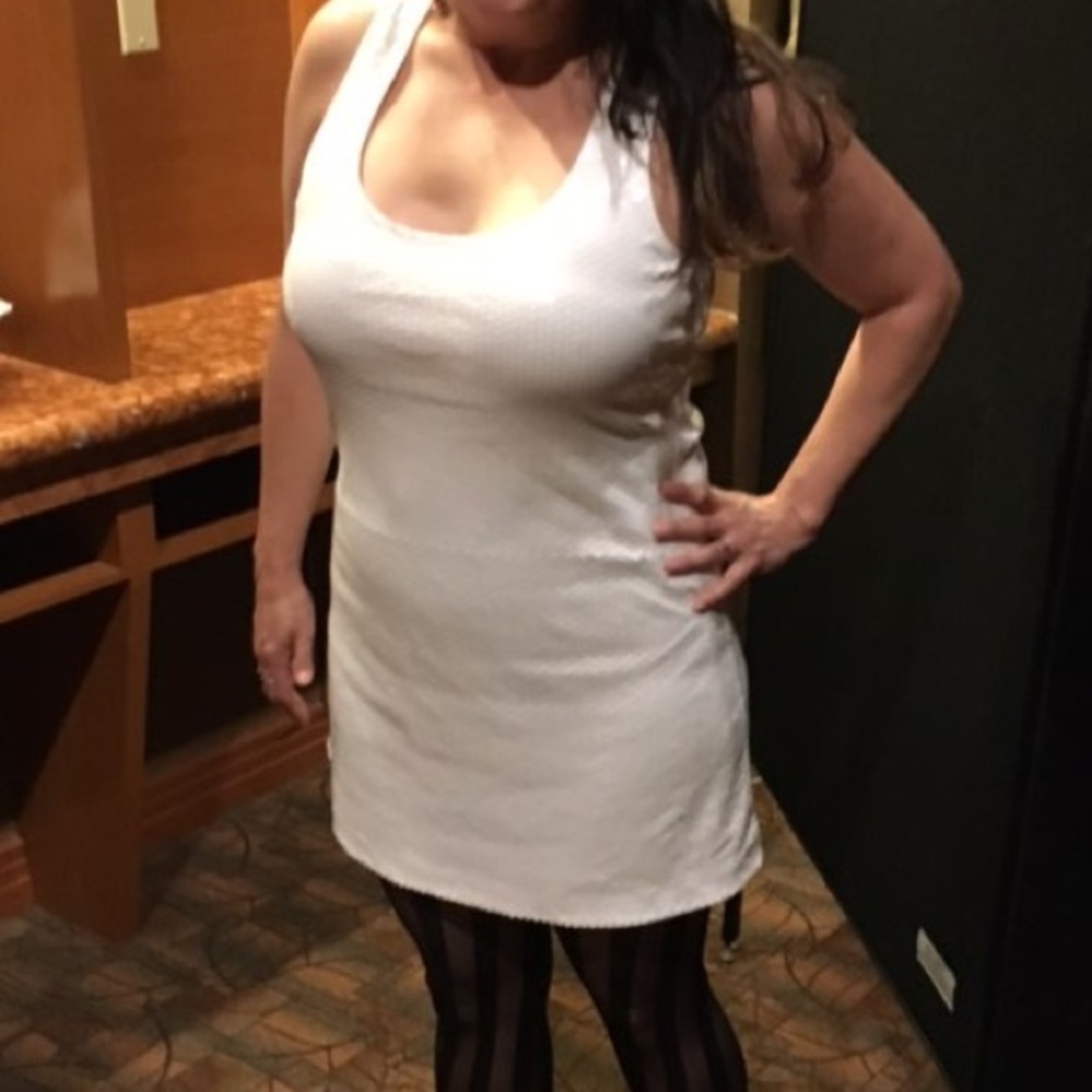 Express White Sequins Dress L